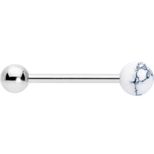 Load image into Gallery viewer, White Howlite Stone Top End Barbell Tongue Ring
