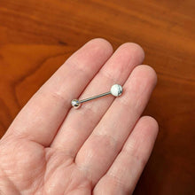 Load image into Gallery viewer, White Howlite Stone Top End Barbell Tongue Ring
