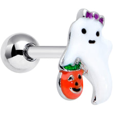 Load image into Gallery viewer, 16G 1/4 Trick or Treat Bow Ghost Halloween Cartilage Tragus
