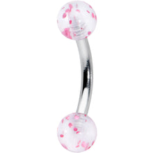 Load image into Gallery viewer, 16G 5/16 Clear Pink Glitter Ends Curved Eyebrow Ring
