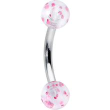 Load image into Gallery viewer, 16G 5/16 Clear Pink Glitter Ends Curved Eyebrow Ring
