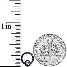 Load image into Gallery viewer, 18G 1/4 Clear Gem Black Classic BCR Captive Bead Ring
