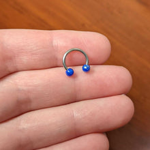 Load image into Gallery viewer, 16G 5/16 Iridescent Purple Ball Ends Horseshoe Circular Barbell
