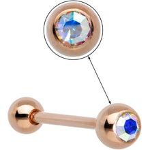 Load image into Gallery viewer, Aurora Gem Rose Gold Tone Simply Stylish Barbell Tongue Ring
