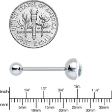 Load image into Gallery viewer, White Faux Opal Disc Top Barbell Tongue Ring
