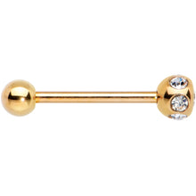 Load image into Gallery viewer, Clear Gem Rose Gold Tone Disco Ball Top Barbell Tongue Ring
