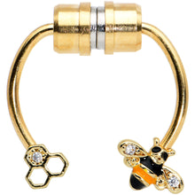 Load image into Gallery viewer, Clear Gem Bee Hive Gold Tone Non Pierced Magnetic Clip On Fake Septum Ring
