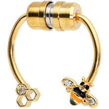 Load image into Gallery viewer, Clear Gem Bee Hive Gold Tone Non Pierced Magnetic Clip On Fake Septum Ring
