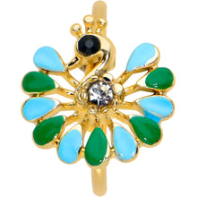 Load image into Gallery viewer, 20G 5/16 Clear Black Gem Gold Tone Pretty Peacock Nose Hoop
