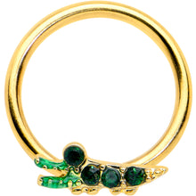 Load image into Gallery viewer, 16G 3/8 Green Gem Gold Tone Happy Alligator BCR Captive Ring
