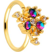 Load image into Gallery viewer, 20G 5/16 Purple Tourmaline Gold Tone Spray Nose Hoop
