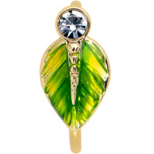 Load image into Gallery viewer, 20G 5/16 Clear Gem Gold Tone Lush Green Leaf Nose Hoop
