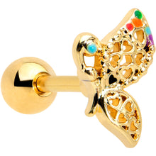 Load image into Gallery viewer, 16G 1/4 Clear CZ Gem Gold Tone Heart Butterfly Cartilage Tragus
