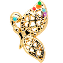 Load image into Gallery viewer, 16G 1/4 Clear CZ Gem Gold Tone Heart Butterfly Cartilage Tragus
