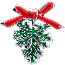 Load image into Gallery viewer, 16G 1/4 Pine Bough Red Bow Christmas Cartilage Tragus Earring
