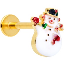 Load image into Gallery viewer, 16G 5/16 Gold Tone Waving Snowman Christmas Labret Monroe Tragus
