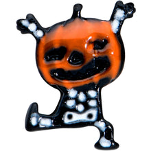 Load image into Gallery viewer, 16G 1/4 Black Dancing Skeleton Pumpkin Halloween Cartilage Tragus
