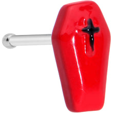 Load image into Gallery viewer, 20G 1/4 Black Cross Red Coffin Halloween Nose Bone
