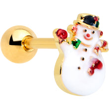 Load image into Gallery viewer, 16G 1/4 Gold Tone Waving Snowman Christmas Cartilage Tragus
