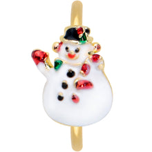 Load image into Gallery viewer, 20G 5/16 Gold Tone Waving Snowman Christmas Nose Hoop
