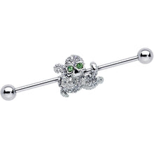 Load image into Gallery viewer, 14G Clear Green Gem Sunglasses Octopus Industrial Barbell 38mm
