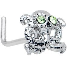 Load image into Gallery viewer, 20G 7.5mm Clear Green Gem Sunglasses Octopus L Shape Nose Ring
