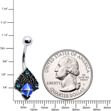Load image into Gallery viewer, Blue Gem Rococo Blues Elegant Belly Ring
