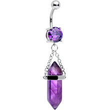Load image into Gallery viewer, Purple Amethyst Stone Stone Hippie Dangle Belly Ring
