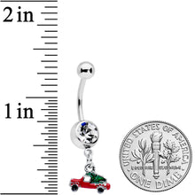 Load image into Gallery viewer, Clear Gem Christmas Tree in a Truck Dangle Belly Ring
