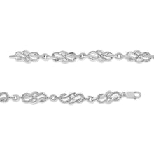 Load image into Gallery viewer, .925 Sterling Silver Prong Set Diamond Accent Infinity Weave Link 7.25" Bracelet (I-J Color, I3 Clarity)
