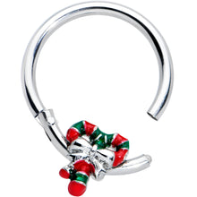 Load image into Gallery viewer, 16G 3/8 Pair of Christmas Candy Canes Hinged Segment Ring
