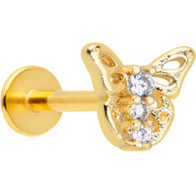Load image into Gallery viewer, 16G 5/16 Clear CZ Gem Gold Tone Open Butterfly Labret Tragus
