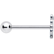 Load image into Gallery viewer, Filigree Blue Green Leaves Barbell Tongue Ring
