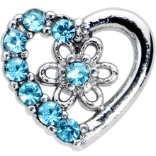 Load image into Gallery viewer, 16G 1/4 Blue Gem Floral Hollow Heart Cartilage Tragus Earring

