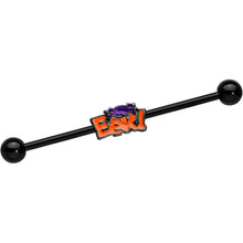 Load image into Gallery viewer, 14G Black Eek Purple Spider Halloween Industrial Barbell 38mm
