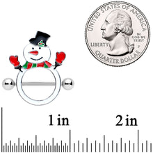 Load image into Gallery viewer, 14G 9/16 Dapper Holiday Snowman Christmas Nipple Shield Set
