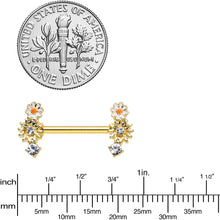 Load image into Gallery viewer, 14G 1/2 Clear Gem Gold Tone Sunny Day Daisy Nipple Ring Set

