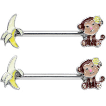 Load image into Gallery viewer, 14G 1/2 Banana Monkey Barbell Nipple Ring Set
