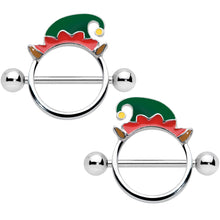Load image into Gallery viewer, 14G 9/16 Holiday Elf Hat Christmas Nipple Shield Set
