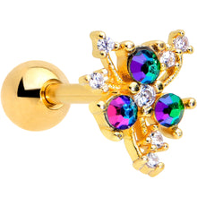 Load image into Gallery viewer, 16G 1/4 Purple Tourmaline Gold Tone Spray Cartilage Tragus
