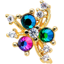 Load image into Gallery viewer, 16G 1/4 Purple Tourmaline Gold Tone Spray Cartilage Tragus
