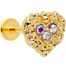 Load image into Gallery viewer, 16G 5/16 Aurora Gem Gold Tone Baroque Heart Labret Monroe Tragus
