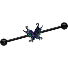 Load image into Gallery viewer, 14G Black Fantasy Faerie Wings Industrial Barbell 38mm
