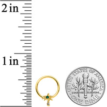 Load image into Gallery viewer, 16G 3/8 Green Gem Gold Tone Texture Palm Tree BCR Captive Ring

