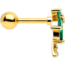 Load image into Gallery viewer, 16G 1/4 Clear Green Gem Gold Tone Palm Tree Cartilage Tragus
