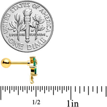 Load image into Gallery viewer, 16G 1/4 Clear Green Gem Gold Tone Palm Tree Cartilage Tragus
