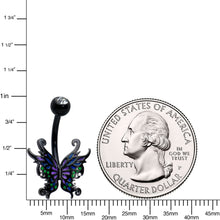 Load image into Gallery viewer, Black Fantasy Faerie Wings Belly Ring
