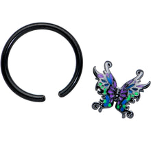 Load image into Gallery viewer, 16G 3/8 Black Fantasy Faerie Wings BCR Captive Ring
