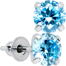 Load image into Gallery viewer, Blue CZ Gem 5mm G23 Titanium Post Stud Earrings

