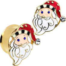 Load image into Gallery viewer, Color Gem Gold Tone Snazzy Santa Christmas Double Flare Plug Set
